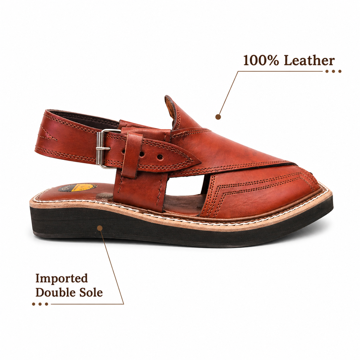 Premium Men’s Leather Peshawari Kaptan Chapal Imported Double Sole|KC-58