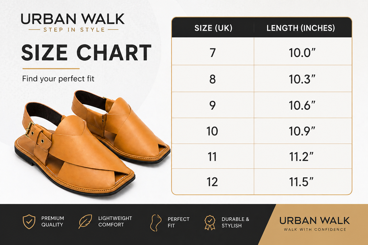 Urban Walk Premium Leather Peshawari Sandal Classic Tan|KC-56
