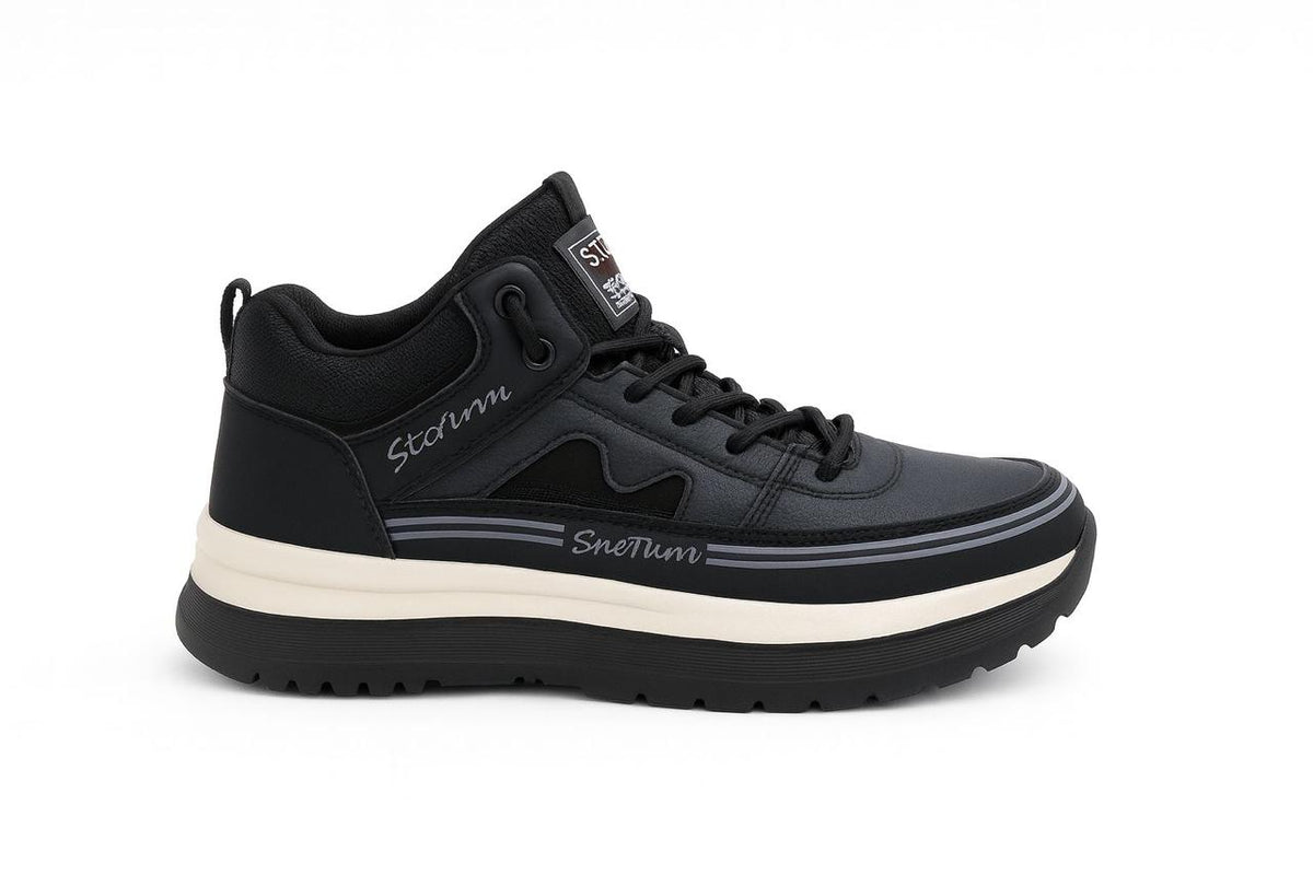 Men’s Black Sporty Sneakers – Lightweight & Comfortable Daily Wear Shoes| E-67