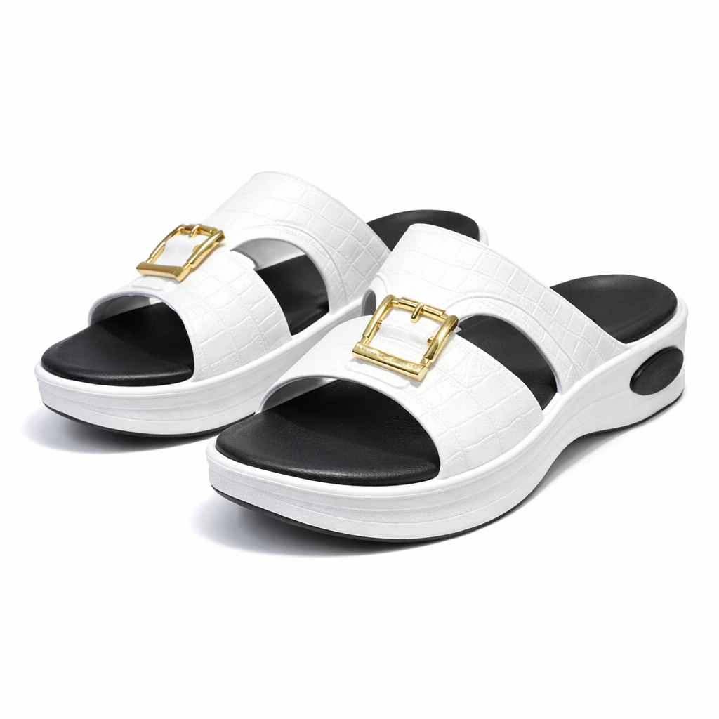 Men comfort slippers with cushioned footbed