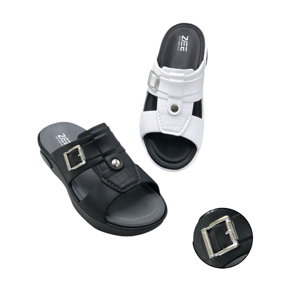 Premium EVR Dual-Buckle Comfort Slides with Cushioned Footbed|ZEE-5033