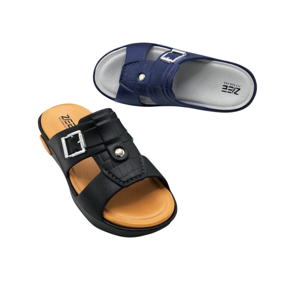 Premium EVR Dual-Buckle Comfort Slides with Cushioned Footbed|ZEE-5033