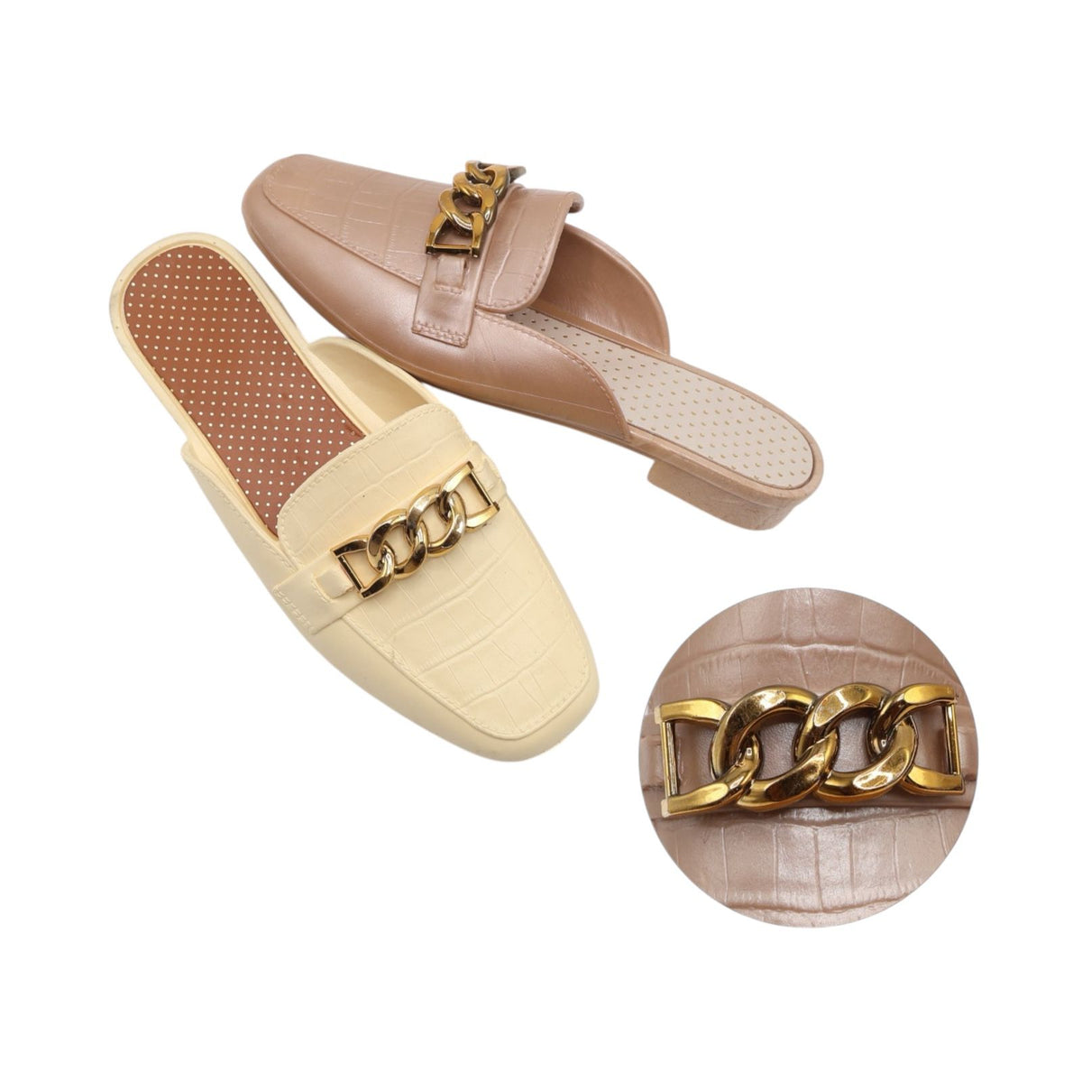 Premium PVC Chain Slip-On Mules|ZEE-344