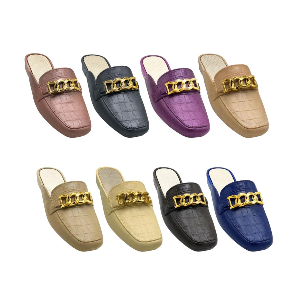 Premium PVC Chain Slip-On Mules|ZEE-344