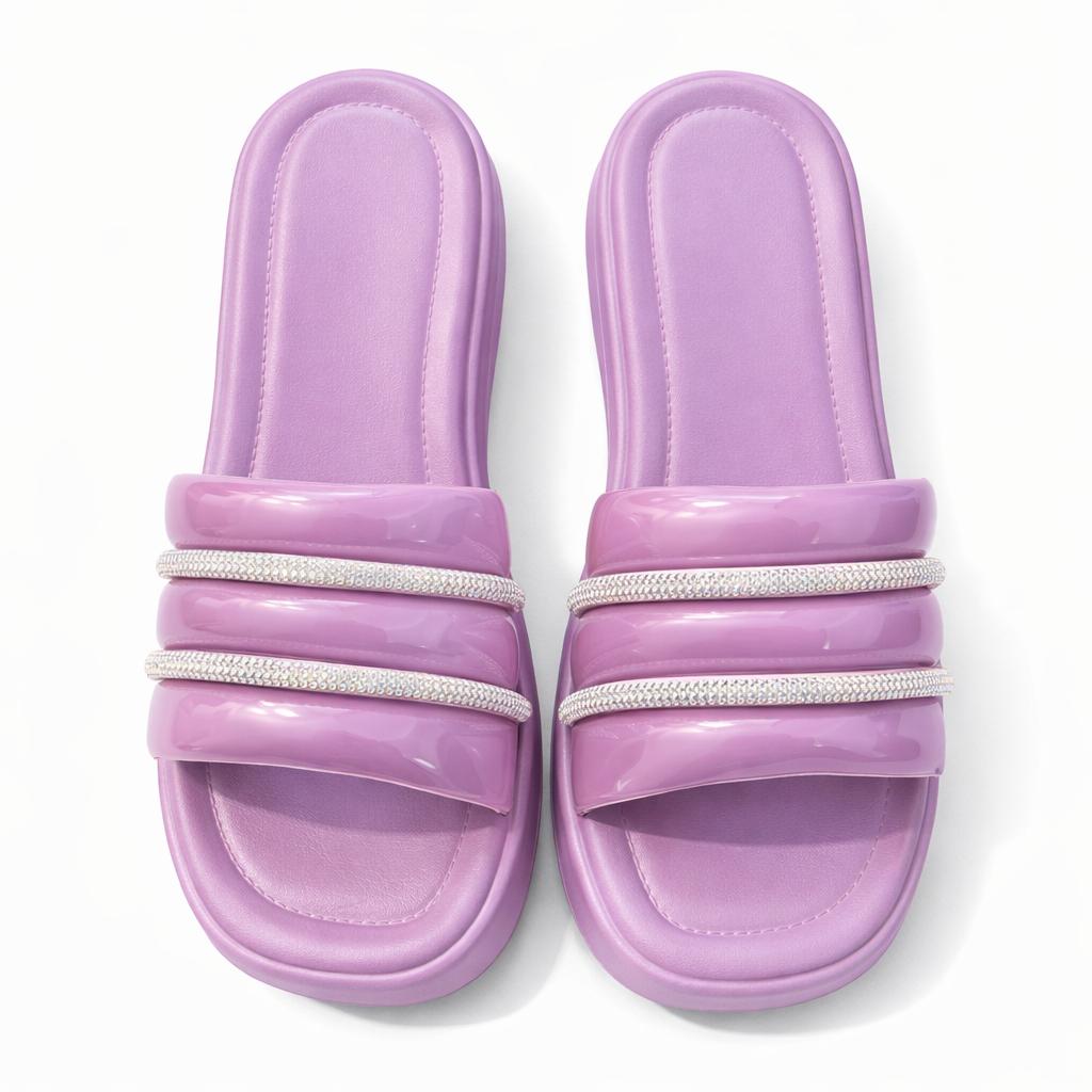 Urban Walk Women’s Cushioned Slides with Crystal Straps| Zee-256