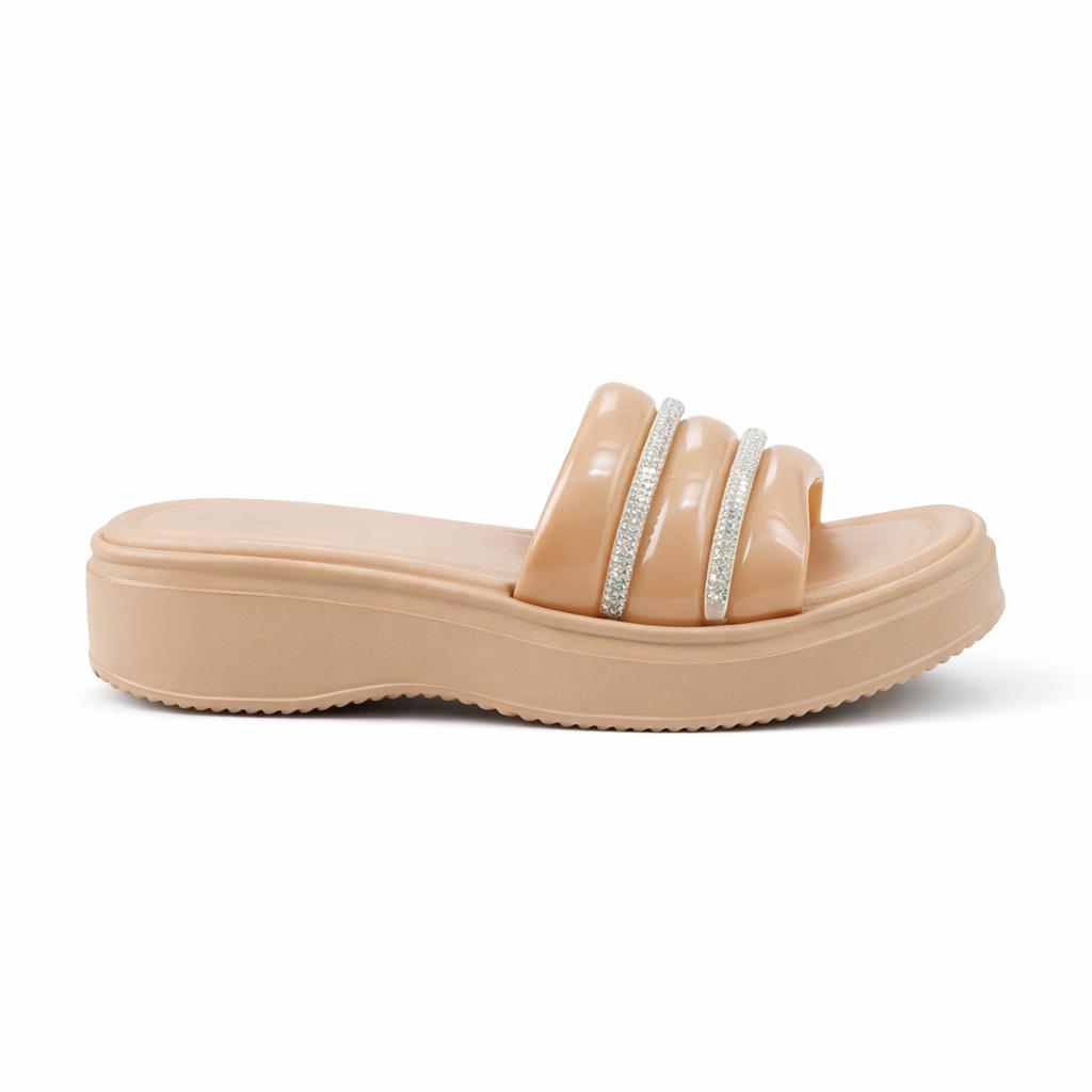 Urban Walk Women’s Cushioned Slides with Crystal Straps| Zee-256