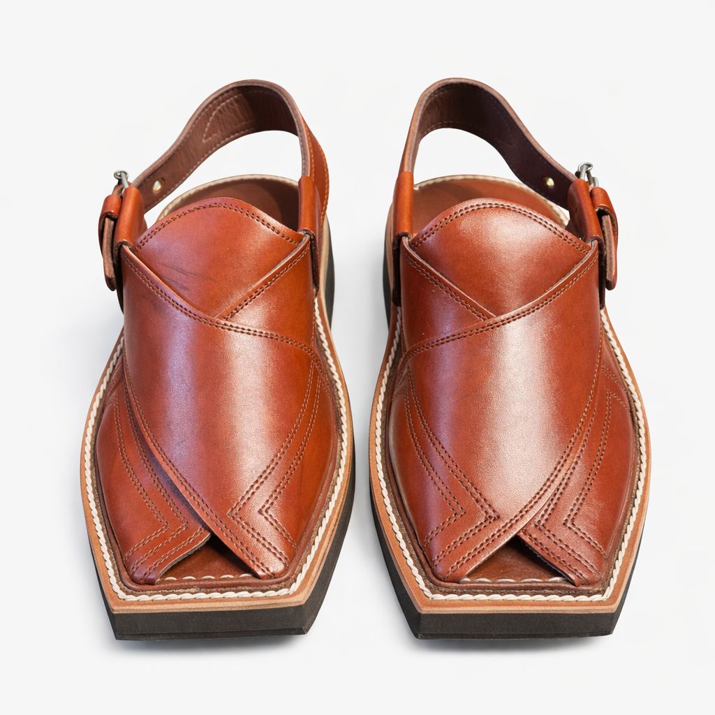 Premium Brown Leather Peshawari Chappal for Men – Handmade-KC-11