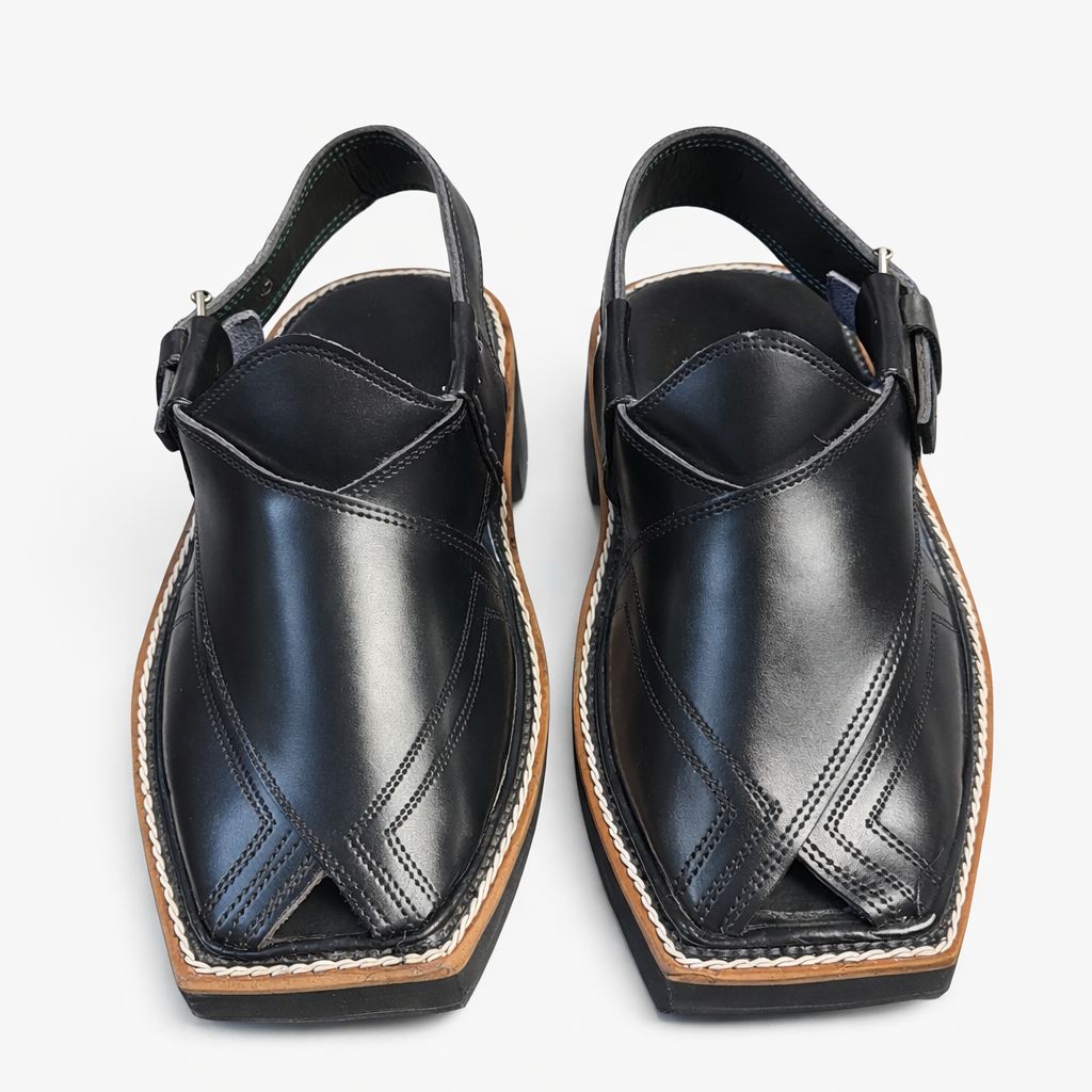 Premium Brown Leather Peshawari Chappal for Men – Handmade-KC-11