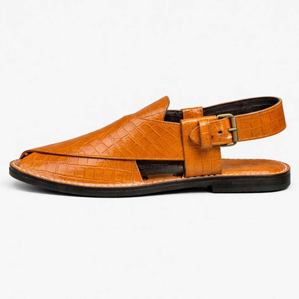 Premium Crocodile Texture Peshawari Chappal – Handmade For Men-KC-22