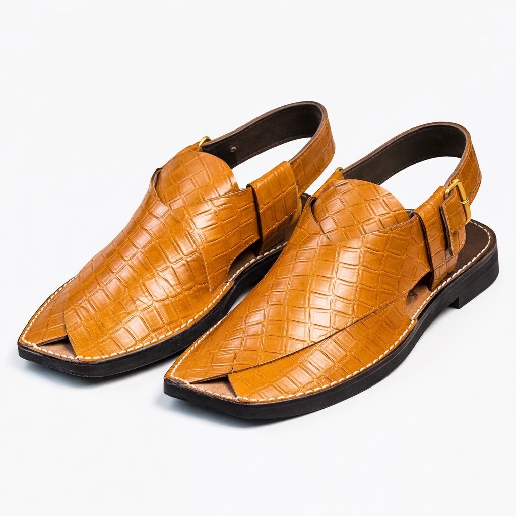 Premium Crocodile Texture Peshawari Chappal – Handmade For Men-KC-22
