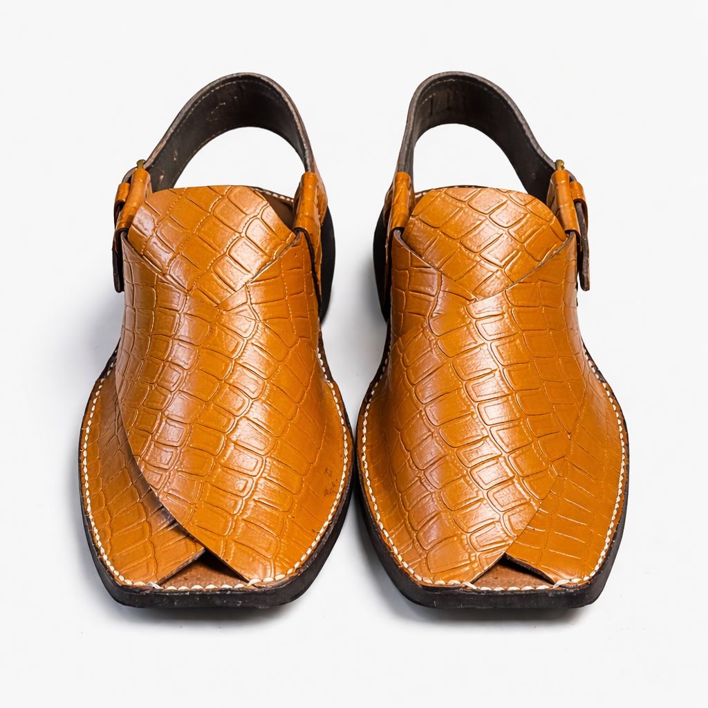 Premium Crocodile Texture Peshawari Chappal – Handmade For Men-KC-22