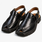 Premium Black Leather Peshawari Chappal for Men – Handmade-KC-33
