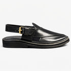 Premium Black Leather Peshawari Chappal for Men-KC-44