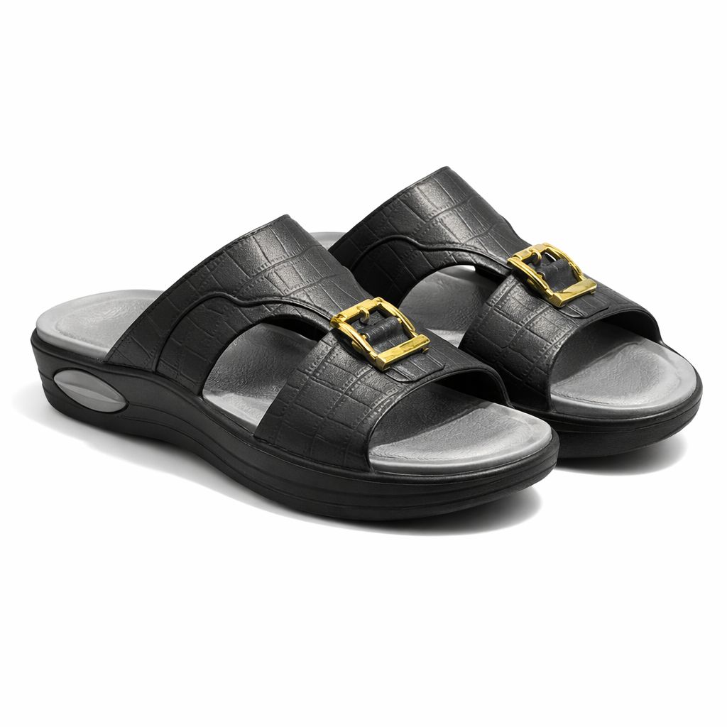 Arabic buckle slippers men Black/Grey
